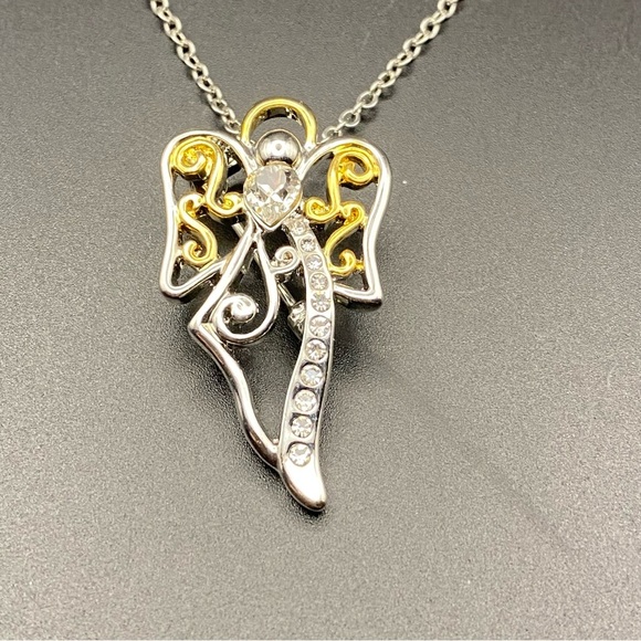 Crystal Angel Pendant/brooch Necklace - Picture 2 of 7